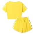 thumbnail image 4 of Grblisyd Short Sets for Girls Plaid Print T-Shirt and Shorts Set Loose Soft Summer Outfits Athletic Clothing Sets Yellow 3-4Y, 4 of 4