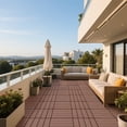 thumbnail image 6 of 44 Pack Plastic Interlocking Deck Tiles,12"x12" Waterproof Indoor/Outdoor Floor Tiles,All-Weather Patio Floor Decking Tiles for Garden,Lawn,Porch,Poolside,Balcony,Striped 01,Brown, 6 of 8