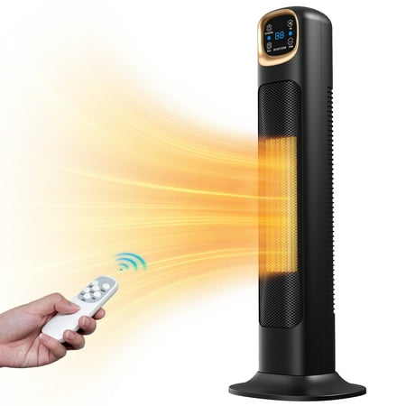 Space Heaters for Home  24  1500W Oscillating Electric Tower Electric Heater with Remote  PTC Ceramic Fast Heating Black New