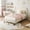 Off-white Without Drawer, variant on CazToi Twin Smart LED Platform Bed Frame with RGB Lights & Bear Headboard Velvet Upholstered No Box Spring Needed