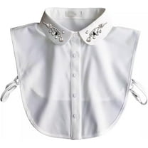 Camicover  Beaded Detachable Fake Collar Half Shirt Blouse Dickey Collar Faux False Collar Elegant for Women Girls