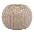 thumbnail image 3 of Northlight Cable Knit Ceramic Christmas Candle Holder - 3.25" - Beige, 3 of 8