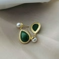 thumbnail image 4 of U8MO Teardrop Imitation Jade Brass Metal Resin Dangle Stud Earrings For Women Earring-Deep Green, 4 of 5