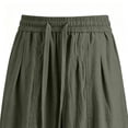 thumbnail image 4 of SAWOBUUN Men's Cotton Linen Pants Breathable Wide Leg Trousers Elastic Drawstring Waist Loose Fit Casual Summer Beach Pants, 4 of 9
