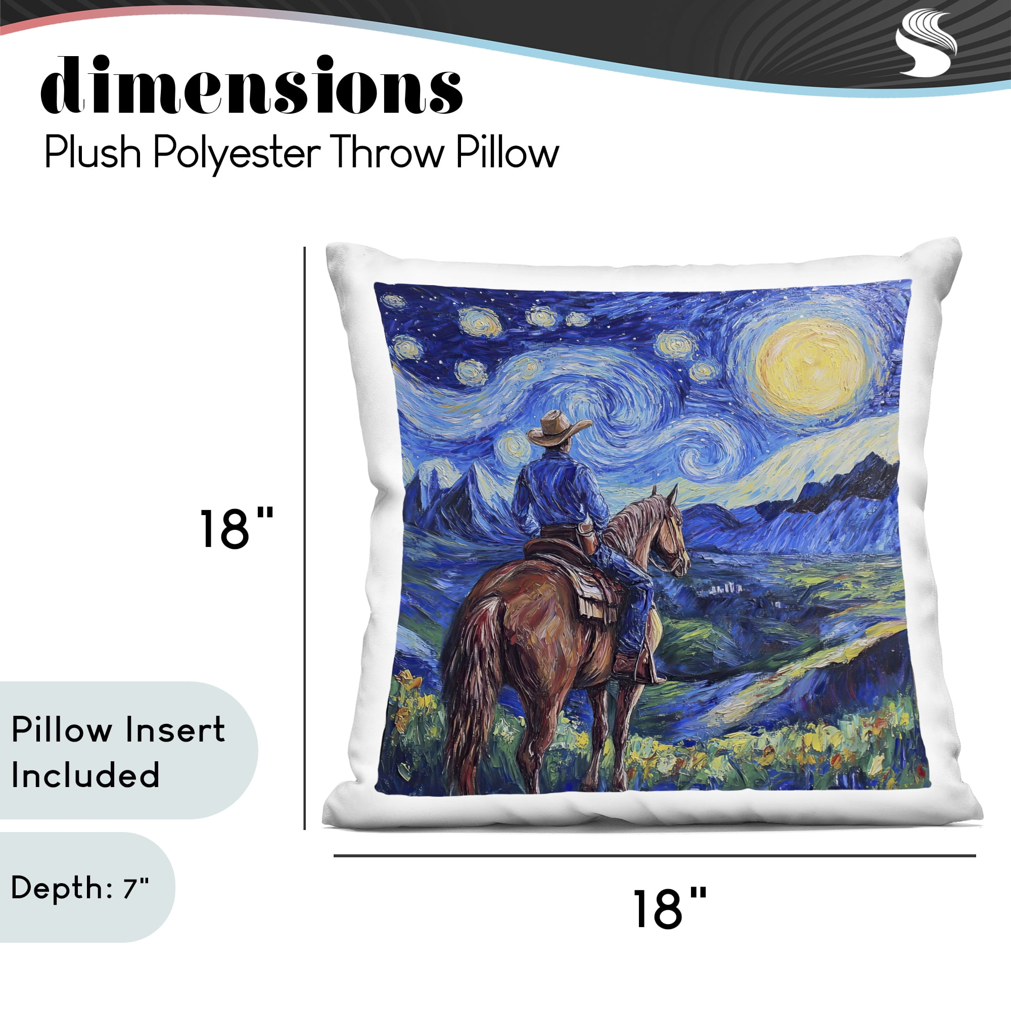 Stupell Industries Starry Night Cowboy Decorative Printed Throw Pillow, design by Tina LeCour