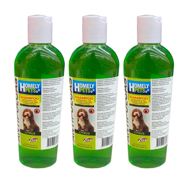 Shampoo Antipulgas para Mascotas Homely Pets Lico 3 piezas 500 ml