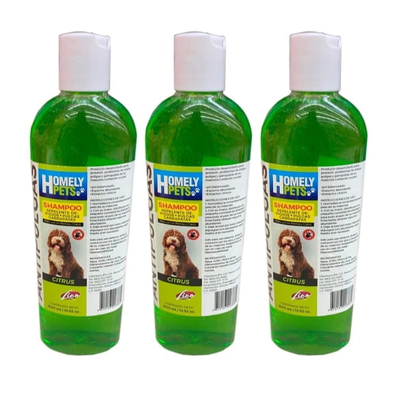 Shampoo Antipulgas para Mascotas Homely Pets Lico 3 piezas 500 ml