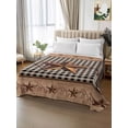 thumbnail image 3 of Queen Size Flat Sheet Only, Brown Texas Star Retro Soft Brushed Microfiber Bed Sheets, Country Star Buffalo Plaid Wooden Hotel Quality Breathable Bedding Top Sheet, Easy Care, 90"x102", 3 of 9