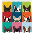thumbnail image 3 of Boston Terrier Shower Curtain, Minimalist Colorful Assortment of Terrier Portraits Multiple Variations, Fabric Bathroom Set with Hooks, 69W X 84L Inches Extra Long, Multicolor, by Ambesonne, 3 of 3