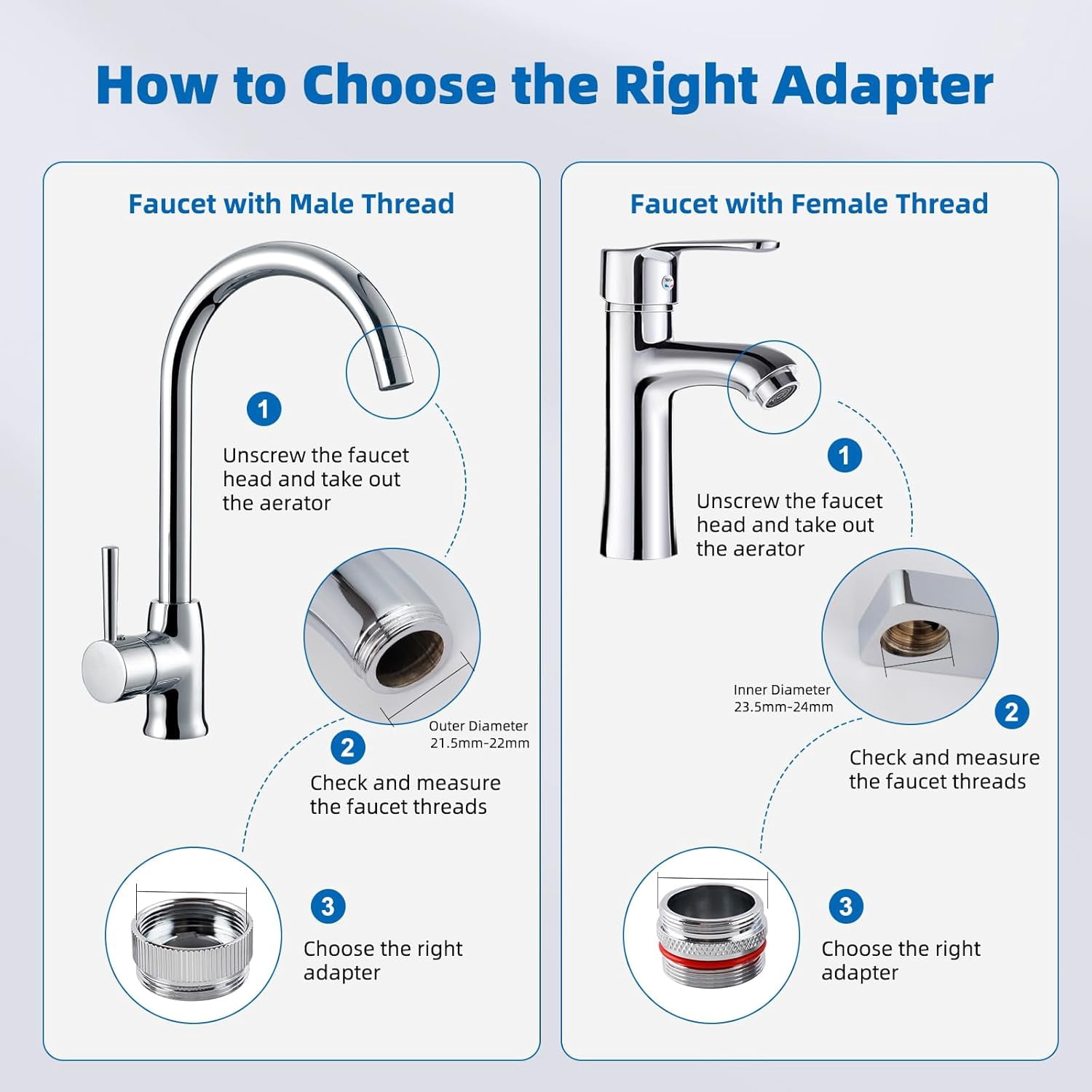 18 Pcs Brass Faucet Adapter Kit, Kitchen Sink Aerator Adapters with 4 Pcs Removal Wrench Tools, Male Female Connectors for Faucet with Removable Aerators to Water Filter, Garden Hose, Rv