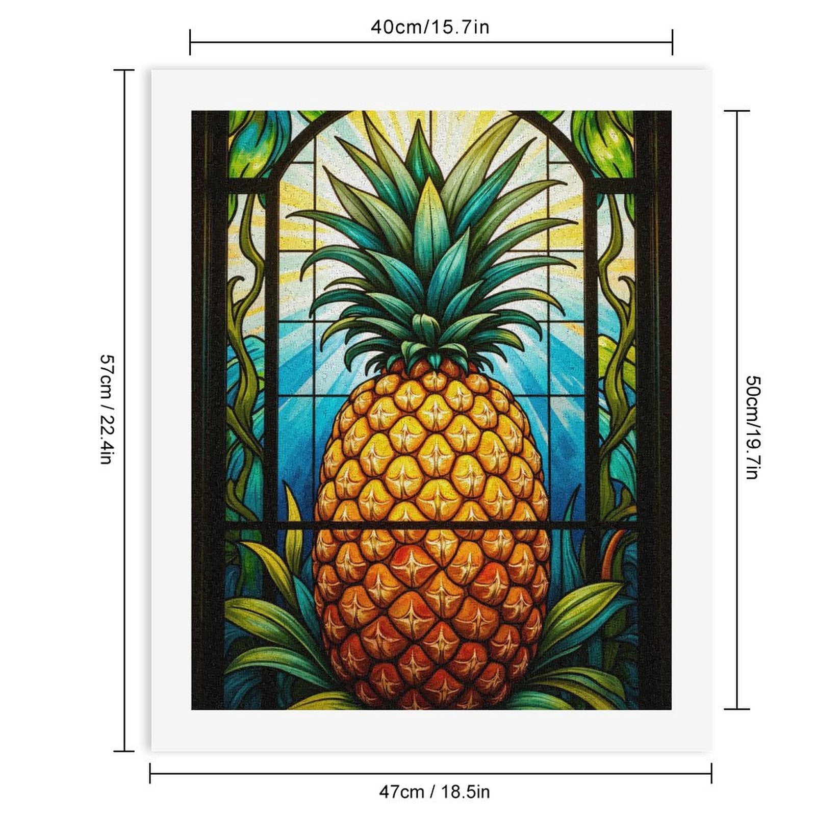 Paint By Numbers Kit for Adults Beginner - Stained Glass Pineapple Art DIY Canvas Painting Kits for Adults, Frameless Paint By Number for Adults for Home Wall Decor 16x20 Inch
