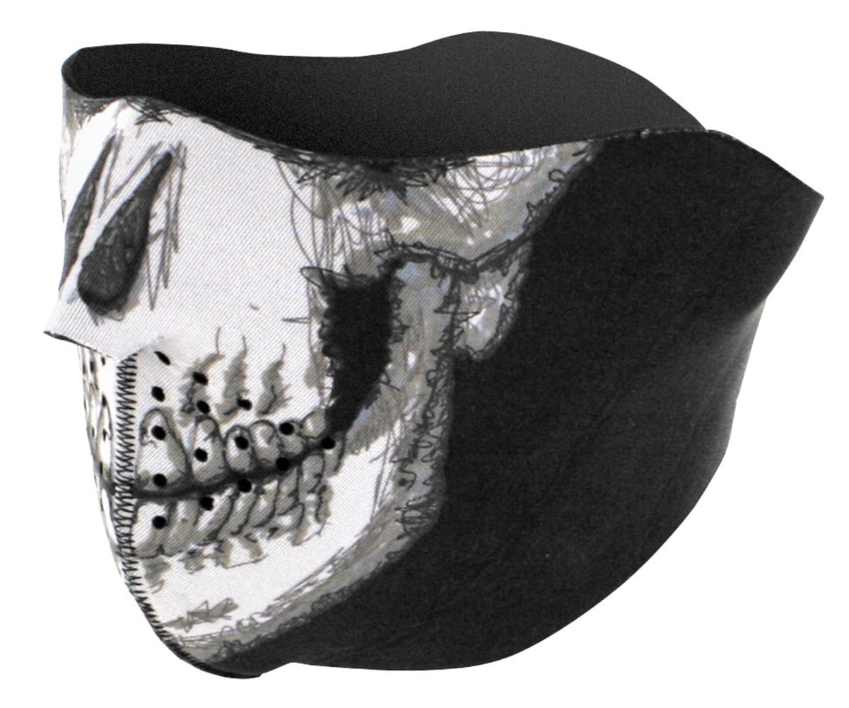 Zan Headgear Half Face Mask Skull Face (White, OSFM) by Zan Headgear