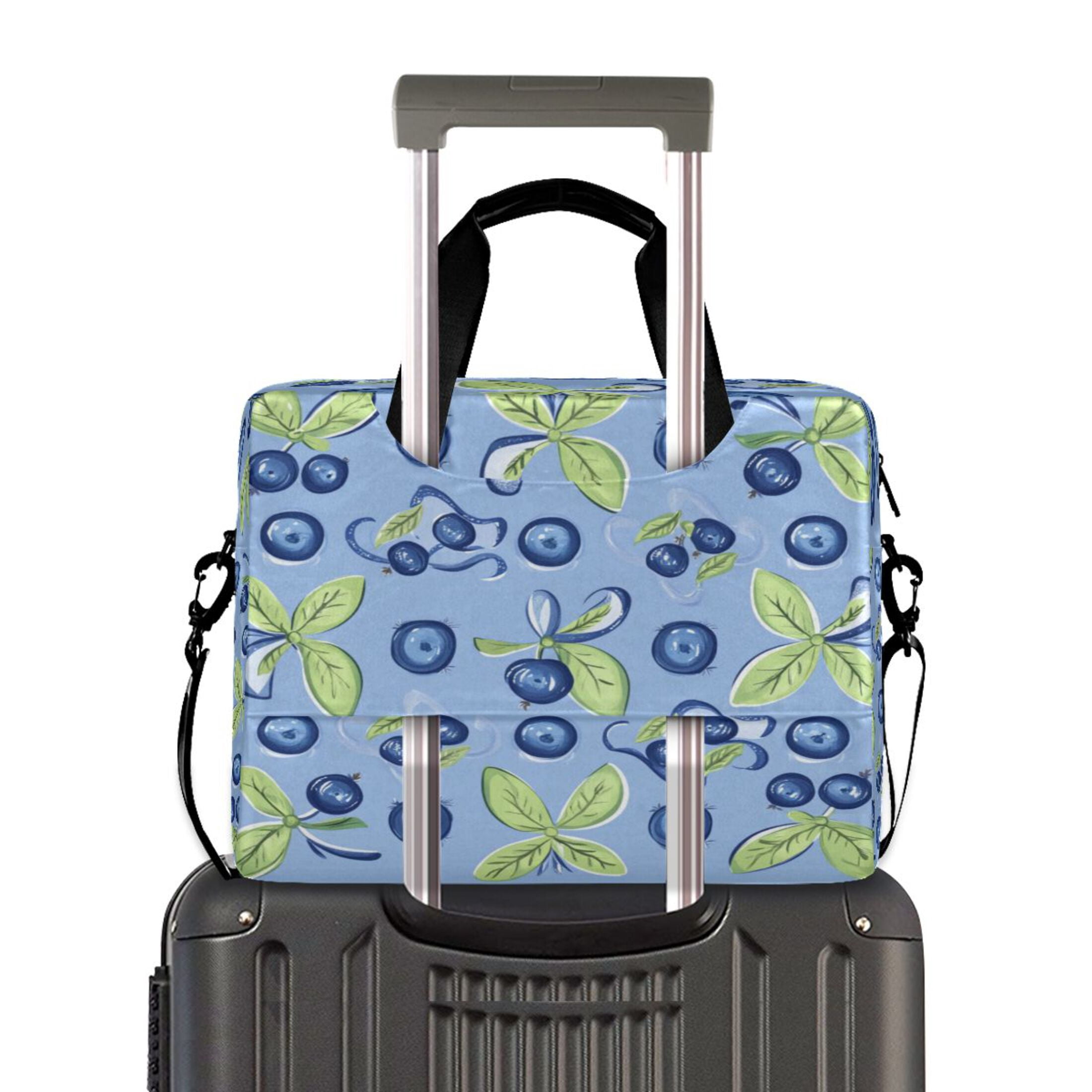 16" Laptop Tote Bag Laptop Sleeve Case Computer Briefcase for Work & Travel Blueberry and Ribbon