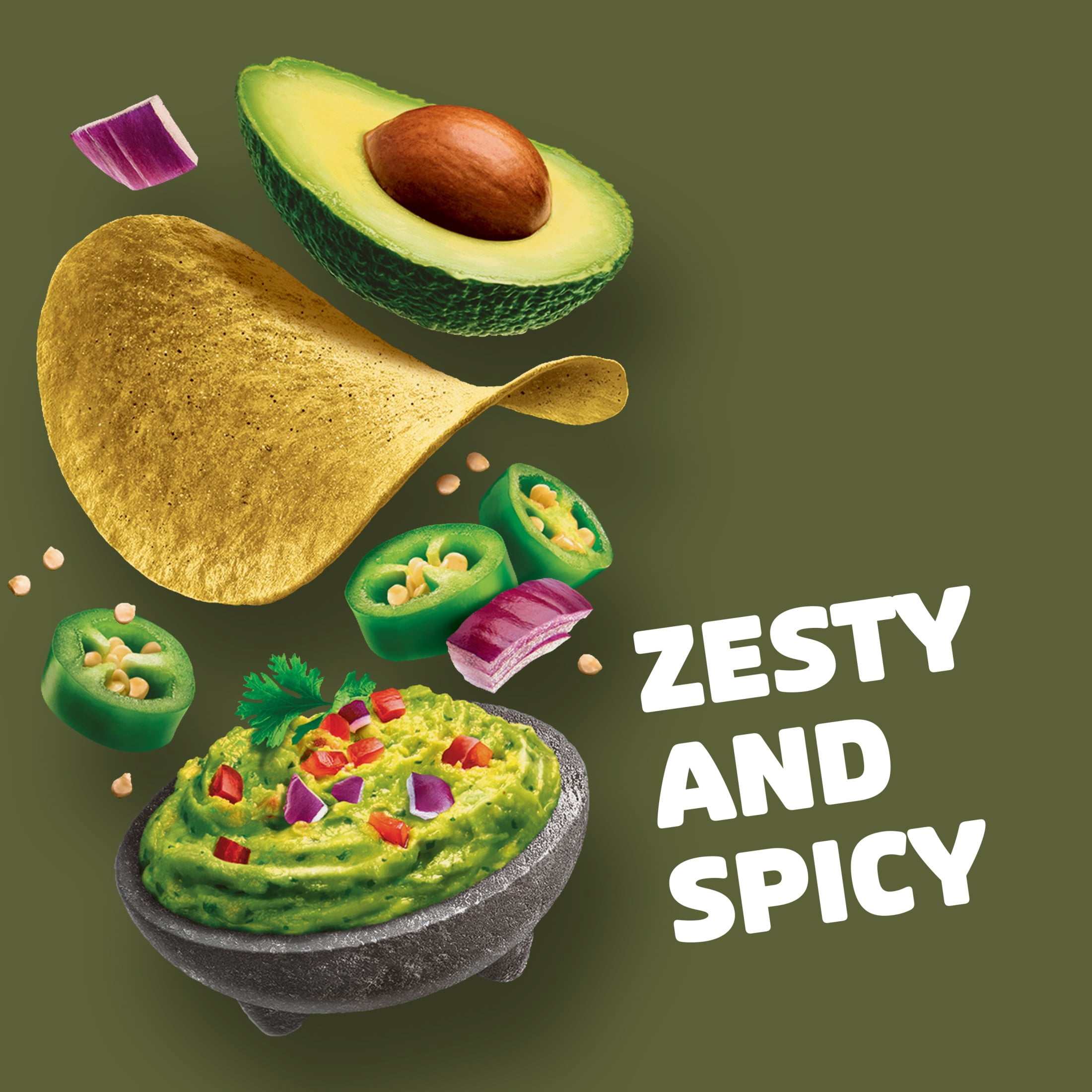 Pringles Spicy Guacamole Potato Crisps Chips, Lunch Snacks, 5.5 oz Canister