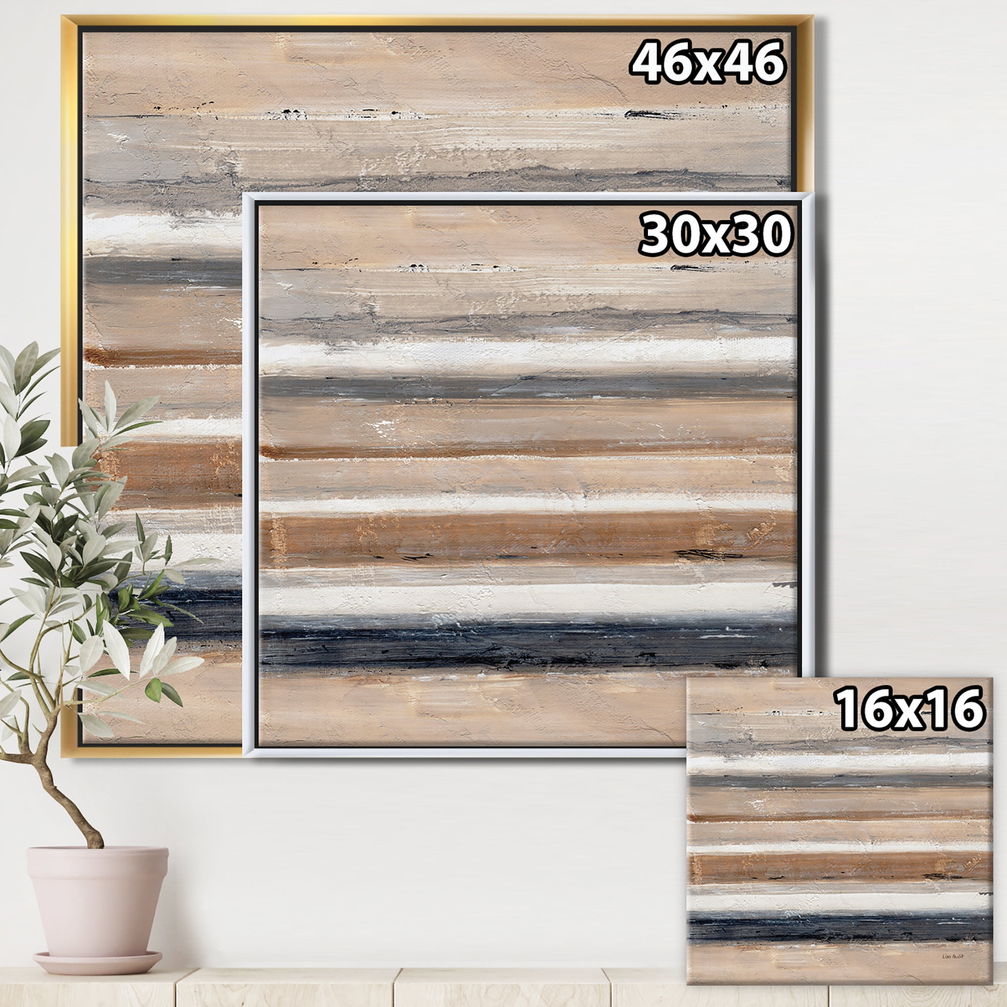 Designart ' Geometric Circle Natural Balance III ' MidCentury Modern Transitional Framed Canvas