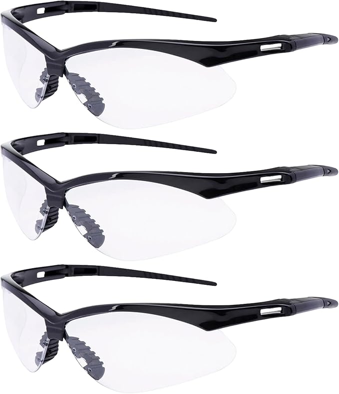 Mojave Clear Safety Glasses for Men/Women | ANSI Certified Eye Protection Glasses and Protective Eyewear | Anti-Scratch Coating and Wrap Around One-Piece Design Work Glasses - 12 Pack