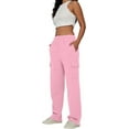 thumbnail image 4 of Womens Cargo Sweatpants Wide Leg Baggy Fleece High Waisted Sweats Pants Athletic Trousers with Pockets 2023, 4 of 11