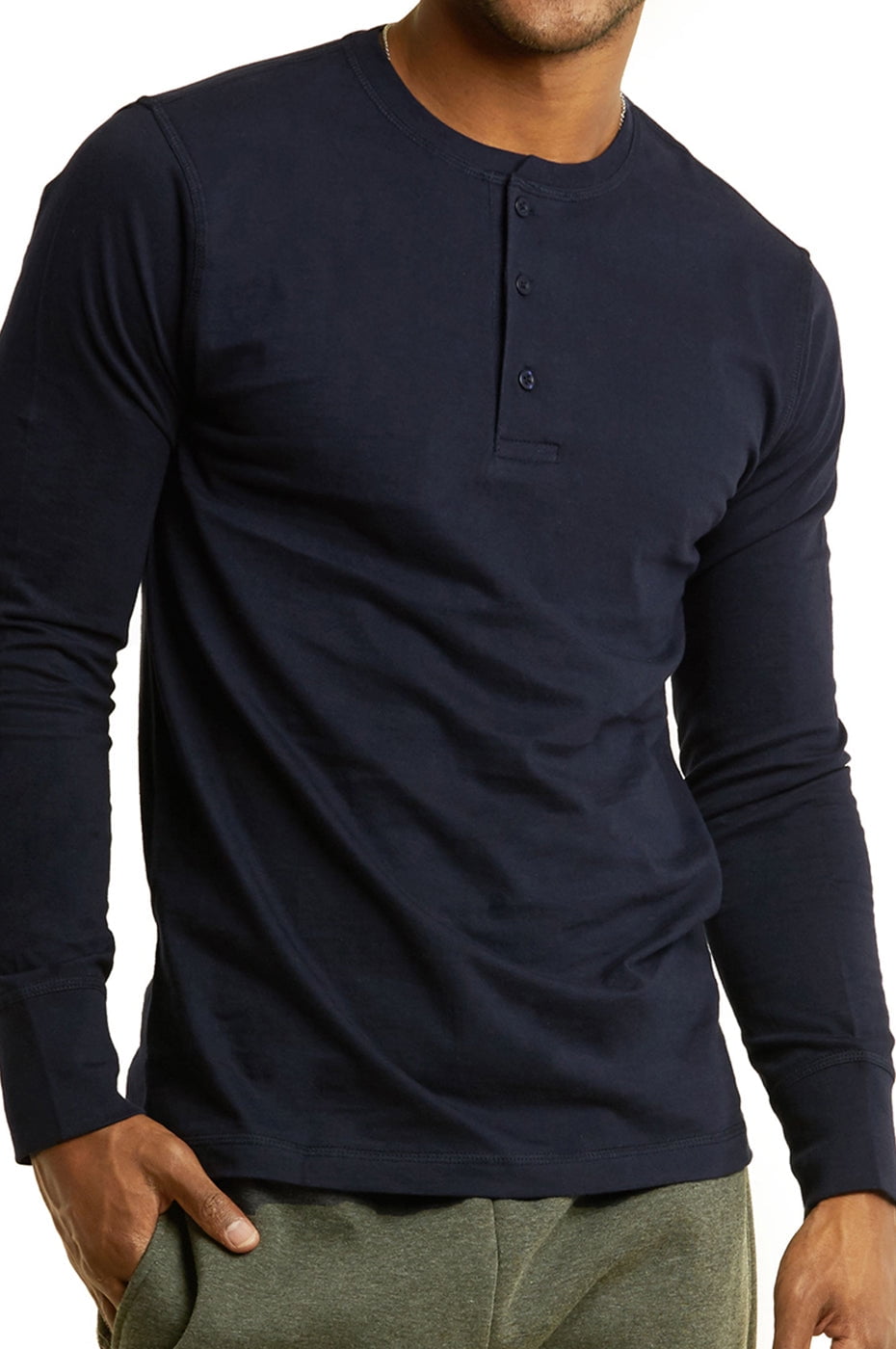 Knocker Men's Long Sleeve 3-Button Classic Athletic Henley Tee Shirts ...