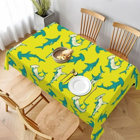 

Table Cloth Rectangle Table Teal Hammerhead Shark Tablecloth 60 x 90 Inch Wrinkle Resistant Decorative Fabric Table Cover for Dining Party Indoor Outdoor