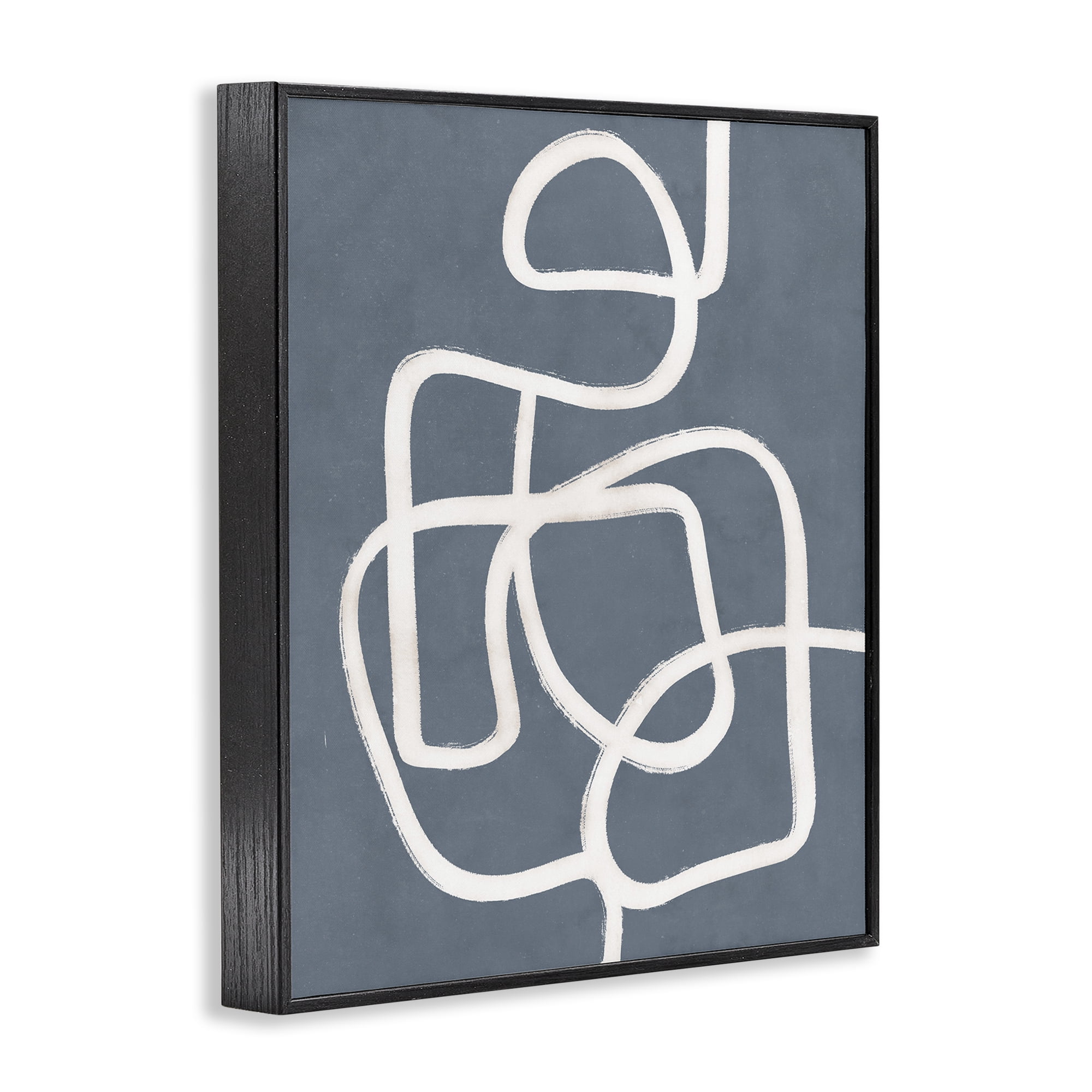 Stupell Industries Blue Freeflow Line Abstract Painting Black Framed Art Print Wall Art, 24 x 30