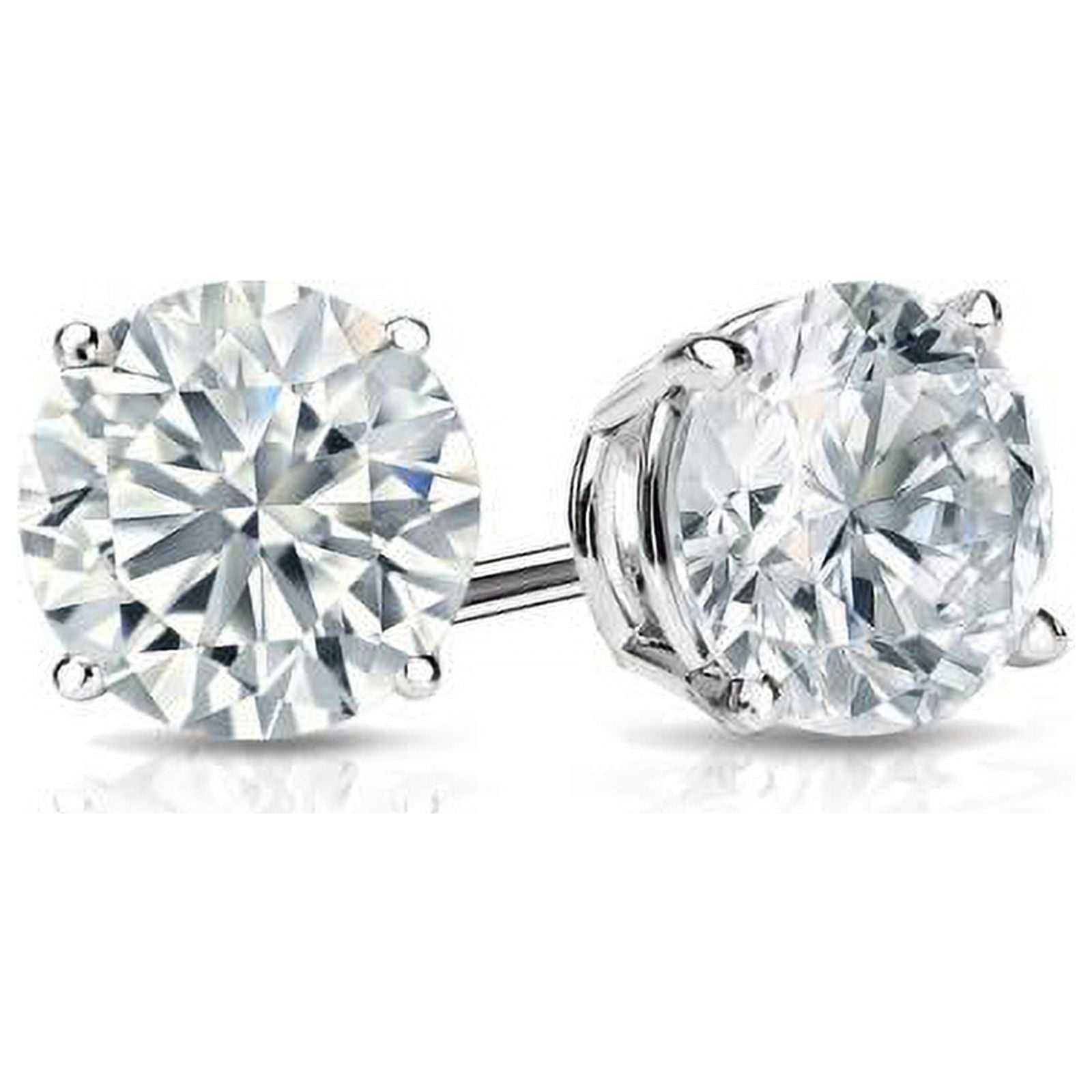 OM-RE Round Stud White F-G Lab Grown Diamond Earrings 3.00 ct. t.w. 14K, White Gold (Gift Box)