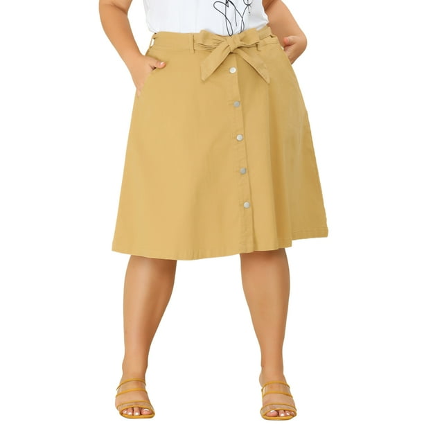 Khaki denim top skirt midi