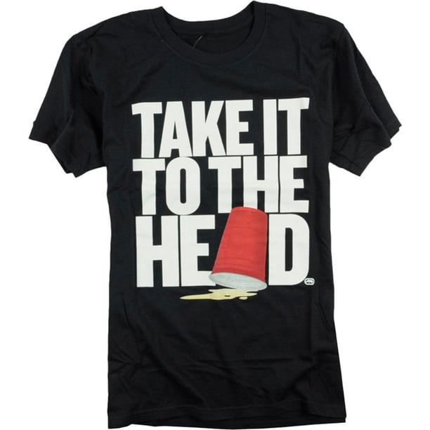 Ecko Unltd. Camiseta con gráfico de copa de fiesta roja To The Head para hombre, negra, pequeña