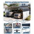 thumbnail image 6 of 20x25FT Heavy Duty Metal Carport,Outdoor Portable Car Garage w/Led Light,Removable PE SideReinforced Base & Galvanized Steel Roof, Outdoor Car Port Canopy Shelter for Boats, Trucks, 6 of 8