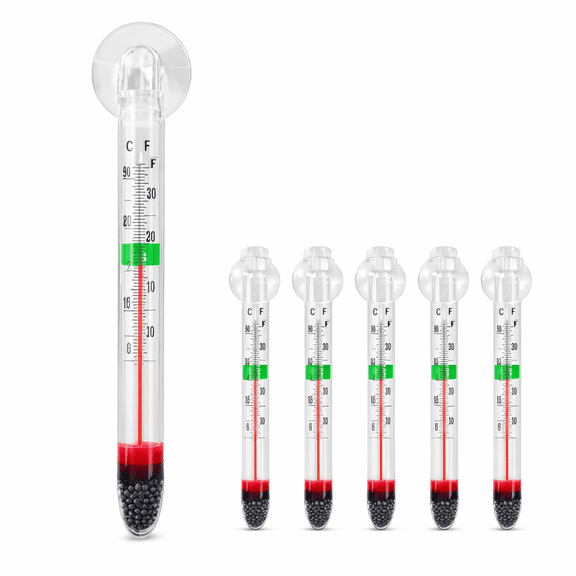 5-Pack Floating Glass Aquarium Thermometer with Suction Cup Fish Tank Aquarium Thermometer Safe for Freshwater and Saltwater Fish