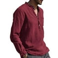 thumbnail image 3 of Gomelly Mens Tops Solid Color T Shirt Hawaiian T-shirt Men Casual Beach Tee With Pockets Summer Shirts Wine Red 2XL, 3 of 8