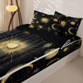 thumbnail image 3 of Erosebridal Vintage Moon Sun Zipper Full Size Comforter Sets with Fitted Sheet and 2 Pillowcases,Stars Astrology Zipper Bedding Set For Adults,Black Reversible,4pcs, 3 of 7