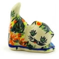thumbnail image 3 of Polish Pottery 2½-inch Cat Figurine (Bold Poppies Theme) Signature UNIKAT Hand Painted in Boleslawiec, Poland + Certificate of Authenticity, 3 of 6
