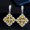 Yellow, variant on Classic Royal Blue CZ Big Four Leaf Flower Drop Huggie Earrings for Women Prom
