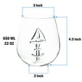 thumbnail image 2 of Sail Boat Wine Glass with 3D Sailboat and Nautical Anchor Design - 2 PC SET 650ml Large Stemless - Unique Sea-Themed Wine Stemware for Drinking Wine, Boating, and Sailing, 2 of 10