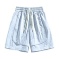 thumbnail image 5 of Womens Quick Dry Shorts High Waist Stretchy Straight Leg Bermuda Shorts with Pockets Casual Summer Athletic Lounge Pants Light Blue L, 5 of 6