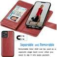 thumbnail image 3 of Tekcoo Wallet Case for iPhone 12 Pro Max / iPhone 12 Mini 2020 Luxury ID Cash Credit Card Slots Holder Carrying Pouch Folio Flip PU Leather Cover [Detachable Magnetic Hard Case] Lanyard - Wine Red, 3 of 6