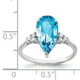 thumbnail image 2 of 925 Sterling Silver Rhodium Blue Topaz and Diamond Ring Size 9, 2 of 5