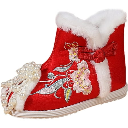 

QWZNDZGR Baby Boy Girl House Slippers Fluffy Sock Booties Ankle Boots for Baby Girls Princess Shoes Kids Cold Weather Shoes