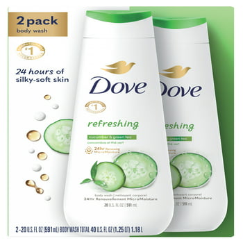 Dove Refreshing Liquid Body Wash Cucumber and Green Tea , 20 oz, 2 Count