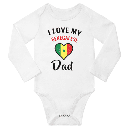 

I Love My Senegalese Dad Baby Long Slevve Bodysuits Unisex Gifts (White 3-6 Months)