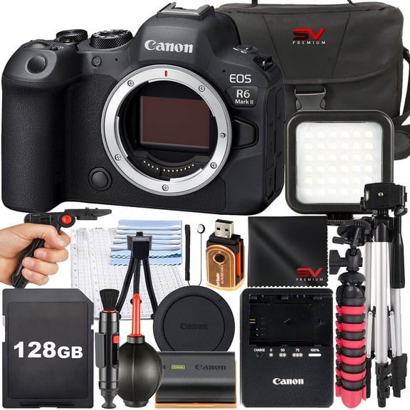 Canon EOS R6 Mark II Mirrorless Camera (Body Only) with 128GB Memory Card   Case   Tripod   SV Premium Accessory Bundle (International Version)