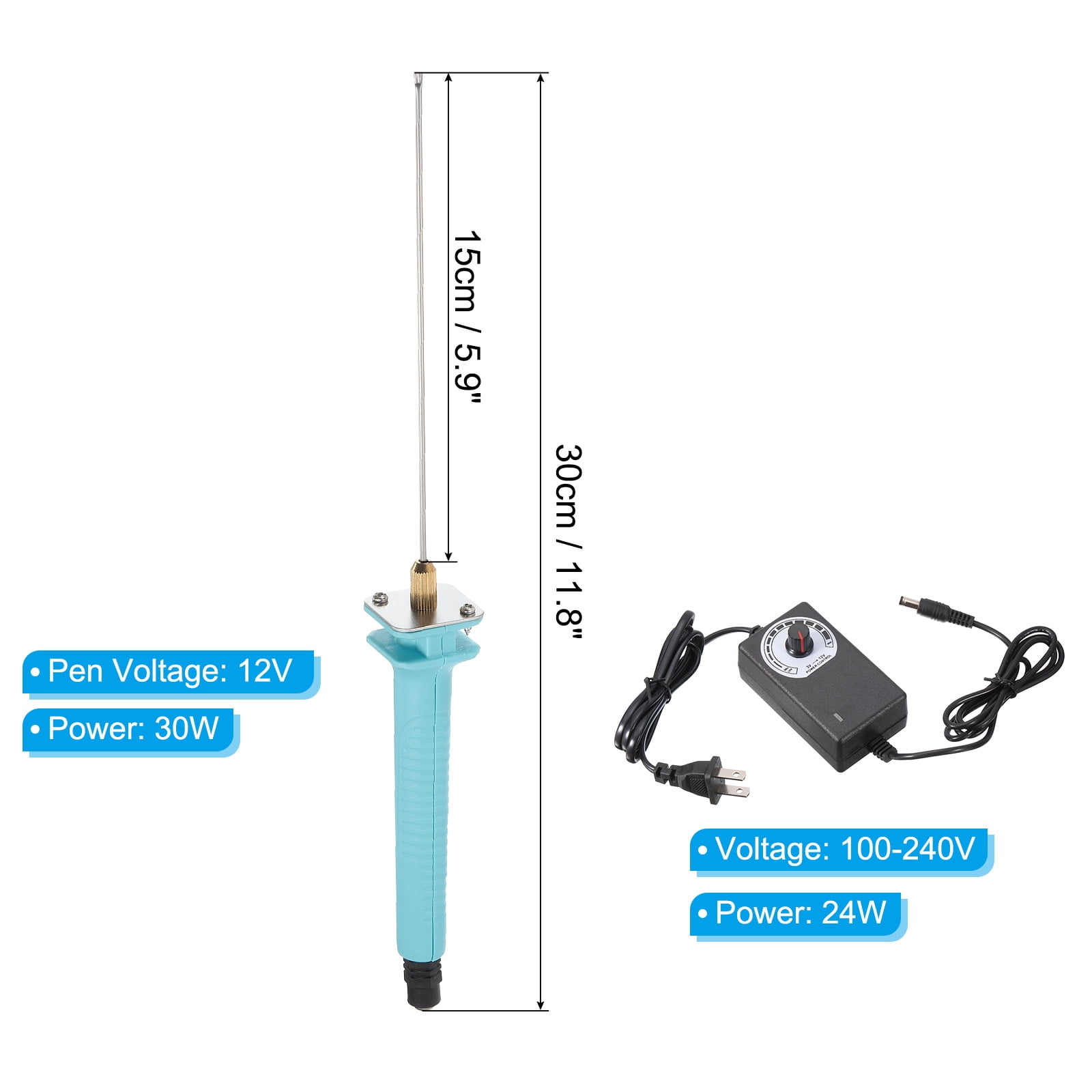 Uxcell 15CM 24W 110V-240V Foam Cutting Pen Set, Cutter Pen Cutting Tool with Start Switch & 24W Power Adapter, Blue