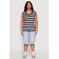 thumbnail image 3 of Womens Plus Size Striped V Neck Tee, 3 of 5