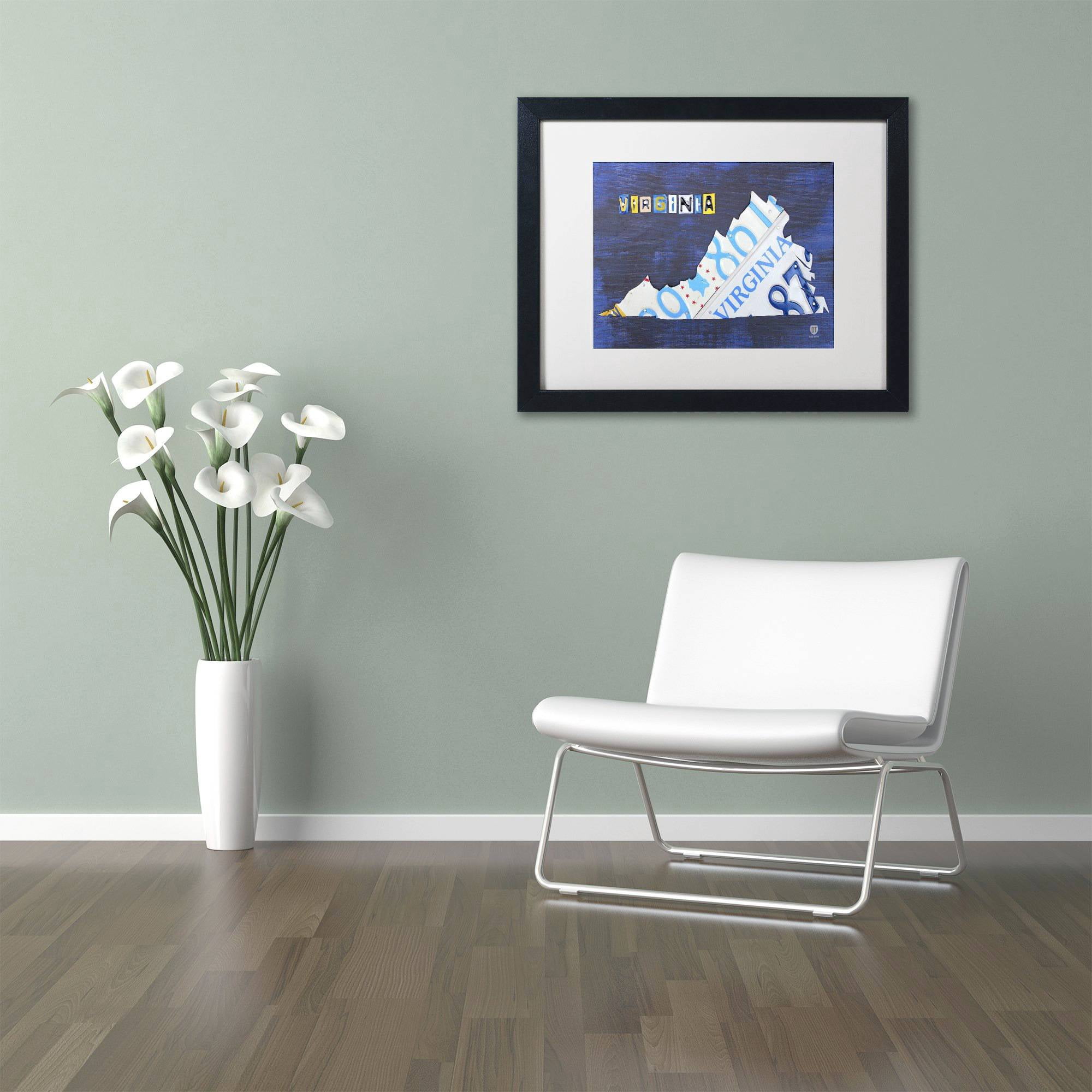Trademark Fine Art 'Virginia License Plate Map' Canvas Art by Design Turnpike, White Matte, Black Frame