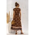 thumbnail image 4 of Robes Femmes-Été Décontracté Manches Courtes Taille Haute Col en V Imprimé Floral Robe Maxi Boutonnée, 4 of 7