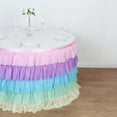 thumbnail image 2 of Efavormart 14ft Gradient Unicorn Themed Chiffon Ruffled Tutu Table Skirt with Satin Backing, 5-Tier Rainbow Table Skirting, 2 of 11
