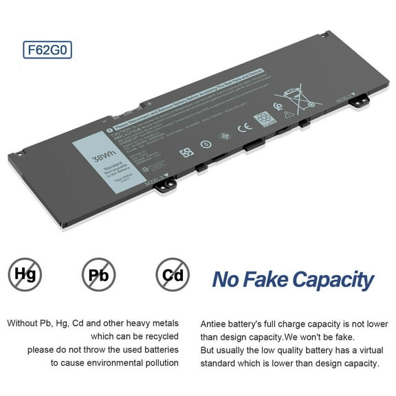 38Wh/11.4V Battery For Dell Inspiron 13 7000 7370 7380 7386 7373 RPJC3 F62G0