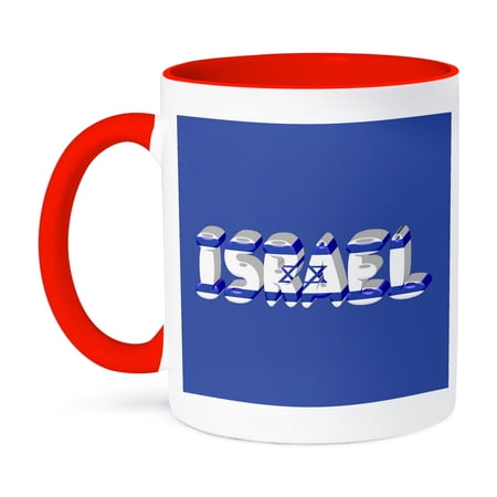 3dRose, Flag of Israel Star of David 3D Word, 11oz Two-Tone Red Mug