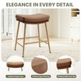 thumbnail image 6 of AFO Bar Stools (Set of 2) - Counter Height Saddle Seat with Thick PU Leather & Sturdy Metal Frame, Backless for Kitchen Island, Dining and Cafe, Brown, 6 of 9