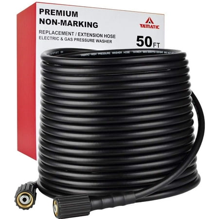 YAMATIC Pressure Washer Hose 3200 PSI 1/4" 50 FT Power Washer Hose Kink Resistant Pressure Washer Hose Replacement With M22-14mm Brass Thread